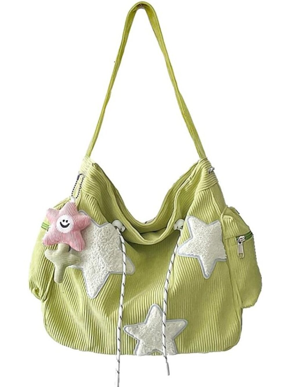 Women's Green Multiple Pockets Zipper Aesthetic Hobo Bag Crossbody Handbag